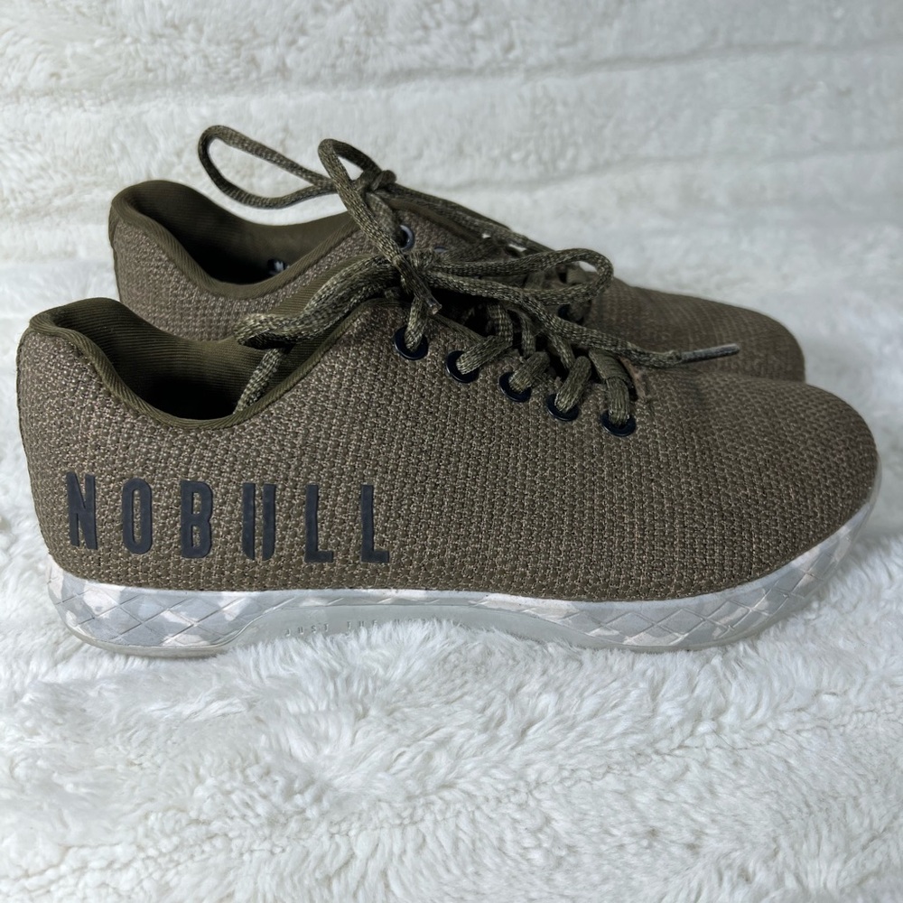 NOBULL Super Fabric Olive Green Mens Sz 6 Lace Up Athletic Lifting Shoes